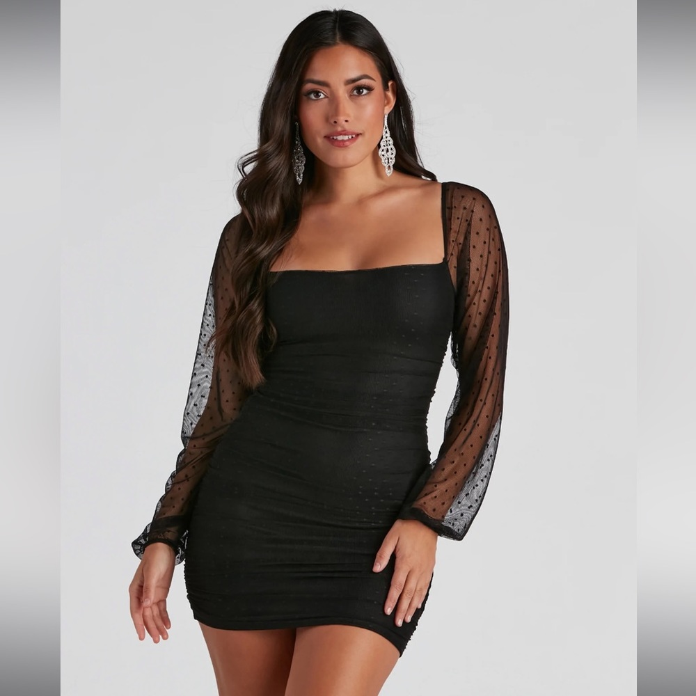 Windsor Ruched Mesh Mini Dress
